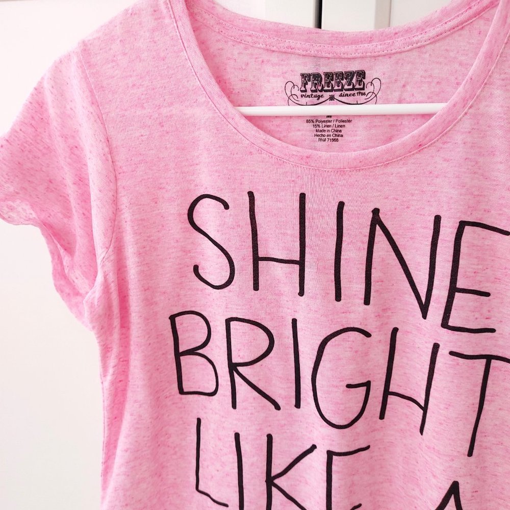 Pink Shine Bright Like a Diamond T-Shirt - Size Medium - Picture 2 of 2